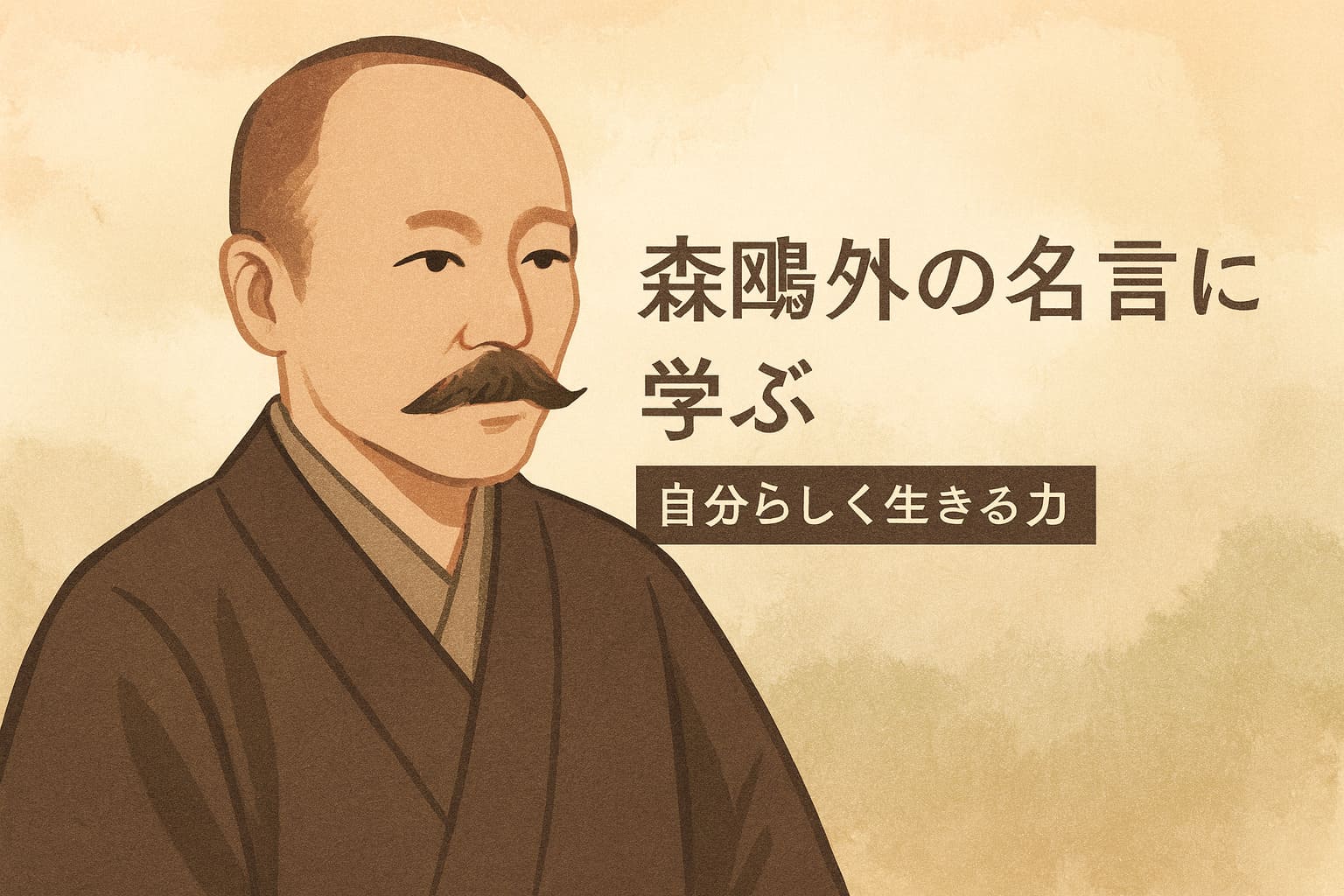 森鷗外の名言を象徴する落ち着いた雰囲気の横長イラスト